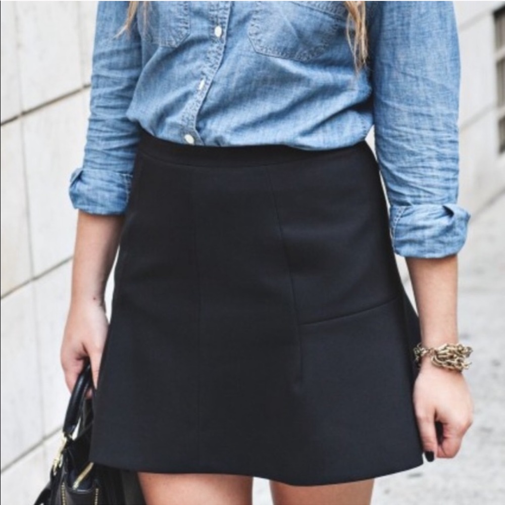 J Crew Flared A Line Black Skirt